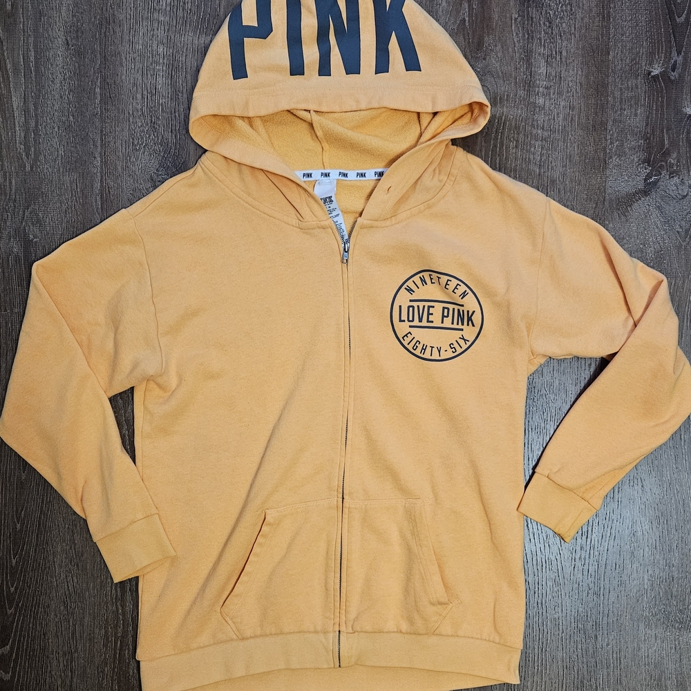 PINK Victoria's Secret Orange Womens Hoodie M Slight Mark On Back